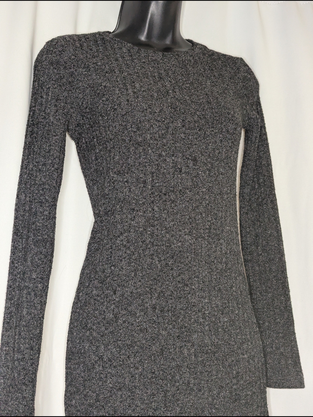 Forever 21 Charcoal Gray Ribbed Long-Sleeve Dress